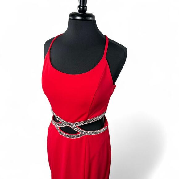 NWT Speechless Red Rhinestone Cutout Gown – Size XL 13 Formal Prom Dress Y2K - Picture 2 of 8